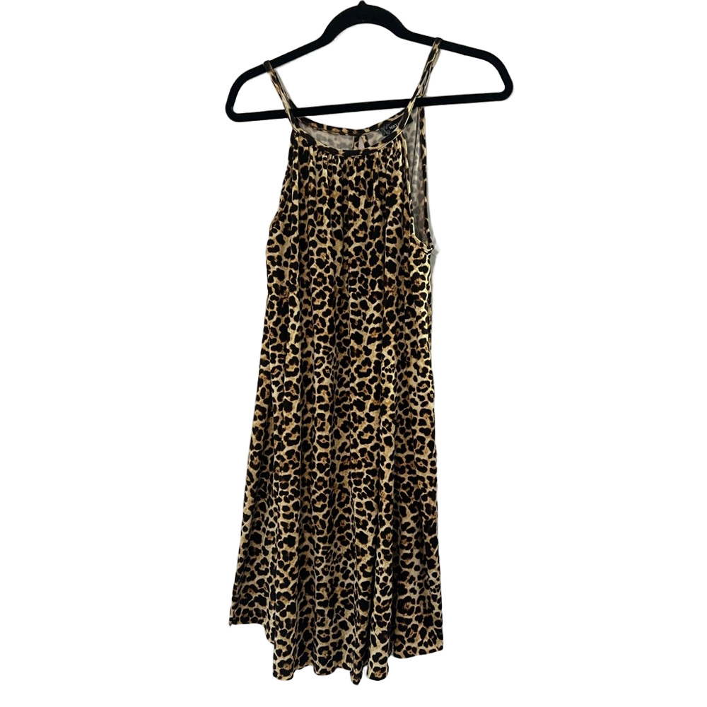 MRT 1030 Women’s Leopard Print Flowy Sleeveless Dress